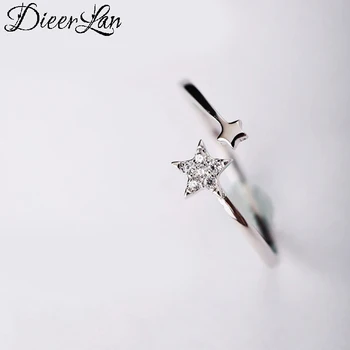 

Personality Exaggerated 925 Sterling Silver Crystal Star Rings For Women Engagement Jewelry Girls Open Finger Rings