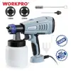 WORKPRO-pistola de pulverización de pintura eléctrica HVLP, 550W, 220V, pulverizador de pintura de alta potencia para el hogar, 2 boquillas para principiantes ► Foto 1/6