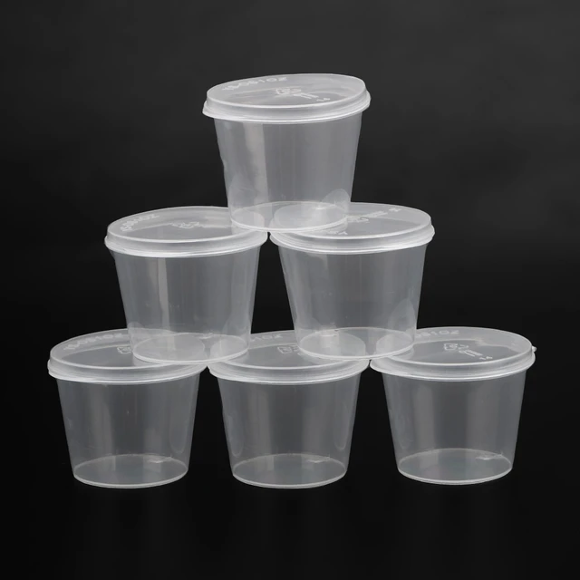 100Pcs Chutney Chili Sauce Cups Plastic Clear With Lids Kitchen