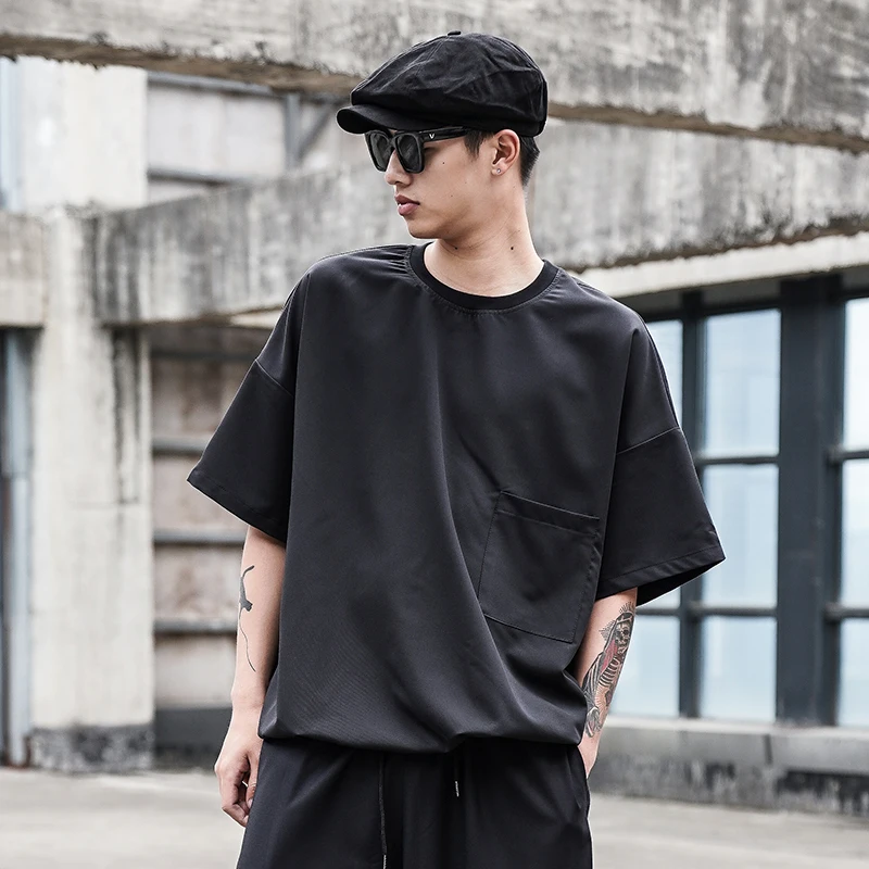 

Men's summer dark new classic contracted urban youth fashion casual loose round neck short sleeve T-shirt