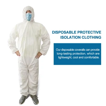 

White Non-woven Disposable Isolation Suits Uniform Protective Clothing Bacterial Protection Suit for Men Women