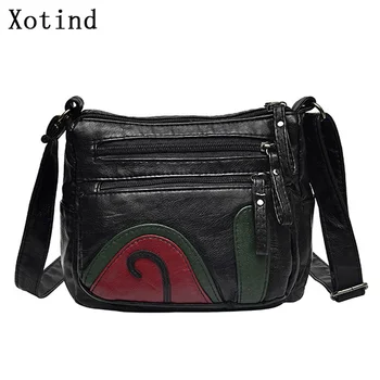 

Women Crossbody Bags Fashion Soft Washed Pu Leather Handbags 2019 New Mini Shoulder Bags Casual Patchwork Female Messenger Bags