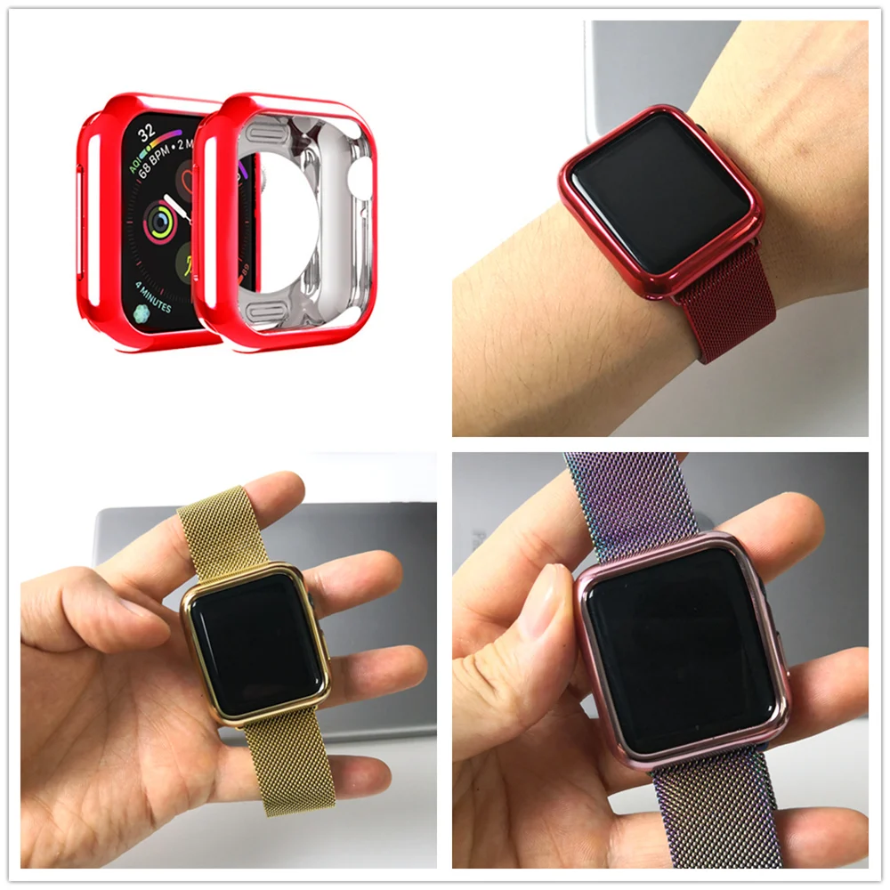 Чехол для часов Apple Watch 5, 4, 3, 2, мягкий защитный чехол из ТПУ, защита от падения 40 мм, 44 мм, 38 мм, 42 мм, аксессуары для Apple Watch