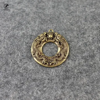 

Vintage Copper Chinese Zodiac double Dragon Statue Small pendant Brass Animal Miniatures Figurines Desk Decorations Home Decor C