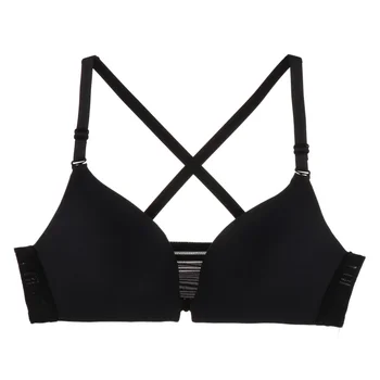 

Black Simple Bra Women Closure Bra Smooth Wire Free Bras Sexy Padded Lingerie Bralette Gathered Push Up Underwear Brassieres