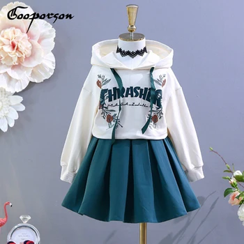 

New Fashion Girls Clothes Set Hoody Sweatshirt and Skirt 2 Pcs Clothing Suit for Kids Girl Autumn Outerwear Children Suit