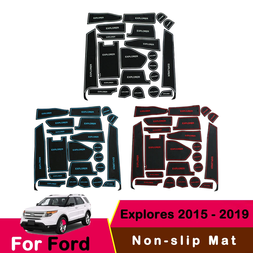 

Daefar Anti-Slip Gate Slot Mat Cup Rubber Pads Rug for Ford Explorer 2015 - 2019 Auto Accessories Stickers