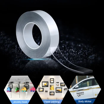 

Transparent Magic nano-tape Washable Reusable Double-Sided tape Adhesive Nano Traceless Sticker Removable Universal Disks Glue