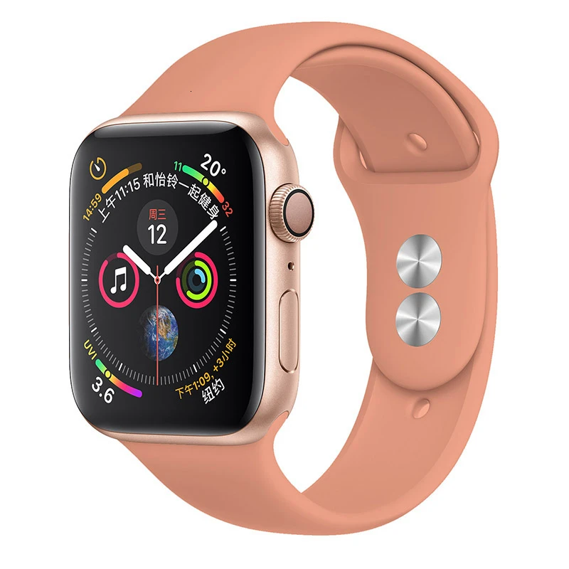 25 Orange Pink Silicone Strap For Apple Watch band 44mm 42mm iwatch series 5 4 3 2 1 Bracelet 40mm 38mm pulseira smart watch Accessories loop - Цвет ремешка: 25 Orange Pink
