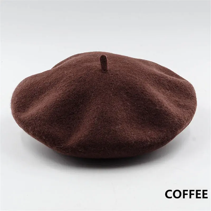  - French Beret Caps for Women Autumn Winter Berets Street Style Plain Cap Wool Warm Femme Girl's Beanie Hat Caps