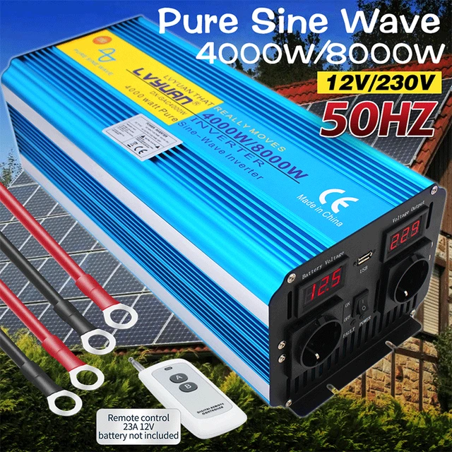 12V-220V/230V Battery Inverter, 2000 Watt Pure Sine Wave