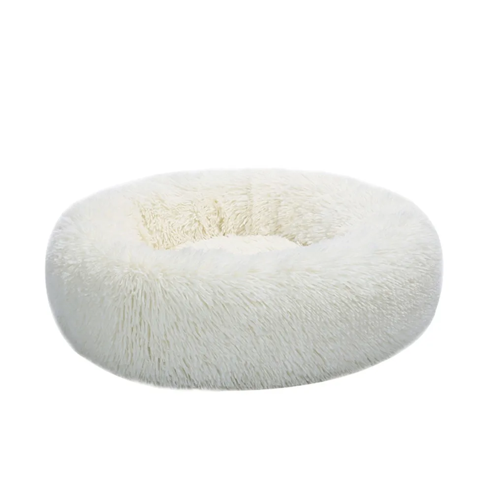 WHITE HOT Sell Pet Dog Bed Comfortable Donut Cuddler Round Dog Kennel Ultra Soft Washable Dog and Cat Cushion Bed Winter Warm Sofa - Color: WHITE