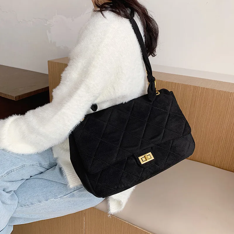 

Small Matte Chain Shoulder Bag for Women 2020 New Fashion Black Diamond Lattice Crossbody Bags Female Solid Color Messenger Bag