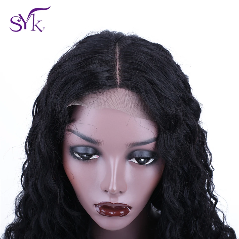 SYK волосы на шнуровке человеческие волосы парики предварительно выщипанные 4*4 Кружева Закрытие парик бразильские волосы глубокая волна парик для черных женщин 150% Плотность