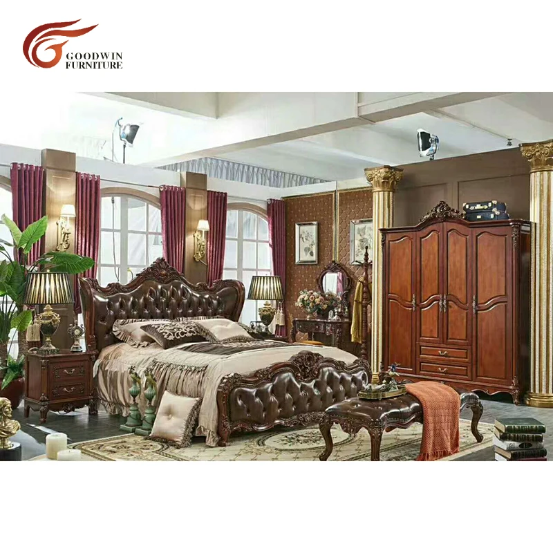 Bed room furniture bedroom set luxury royal king size bed of almari futniture bedroom WA589