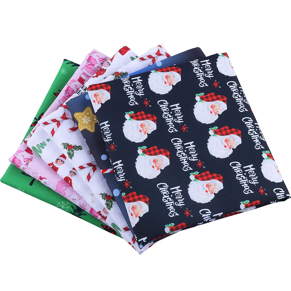 

Polyester Fabric Christmas Celebration Cloth Printed Textile Crafts DIY 50*140cm/pc Fabrics for sewing clothes Tablecloth Quilt