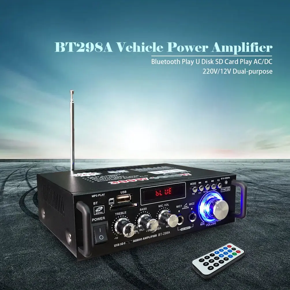 600 Вт 220 В/12 В Hifi стерео Fm 2Ch усилитель автомобильный домашний Usb Sd Mp3 Мини Usb карта Ac и Dc небольшой усилитель мощности