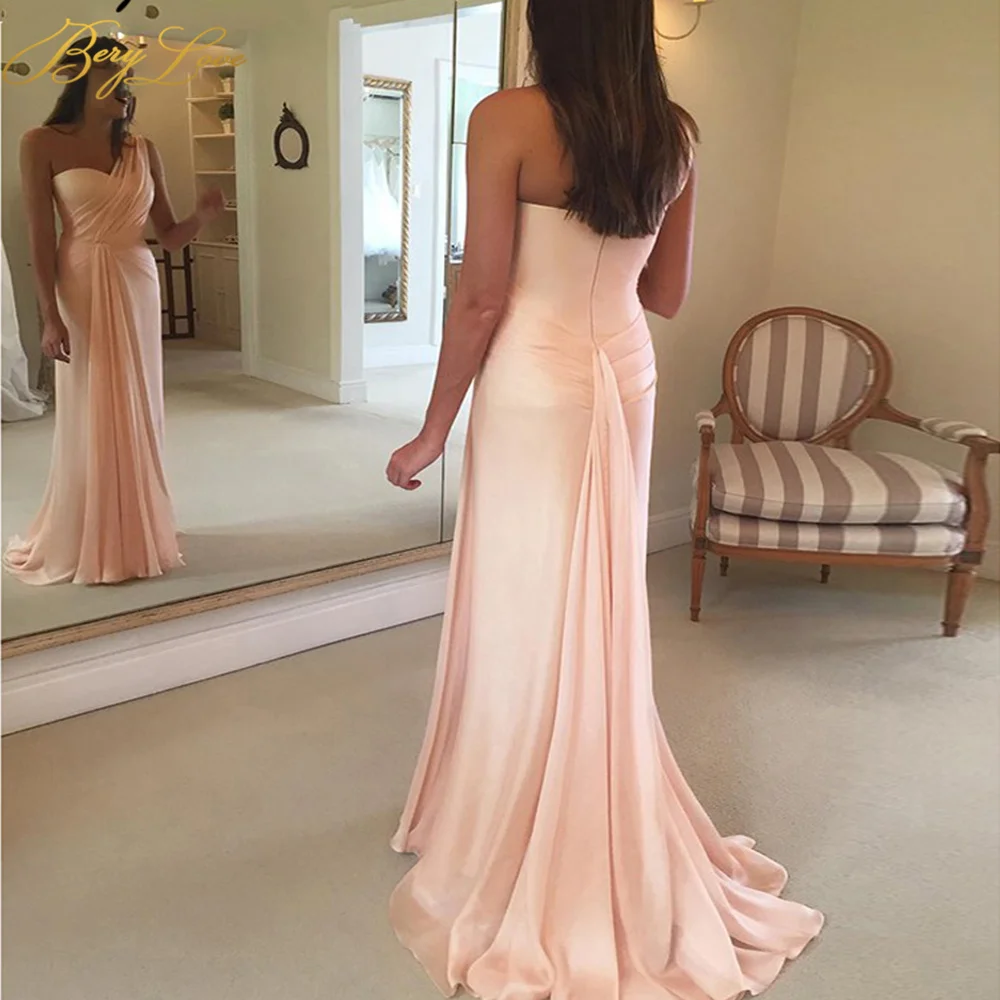 Berylove Pink Satin Dress Mermaid Sexy 