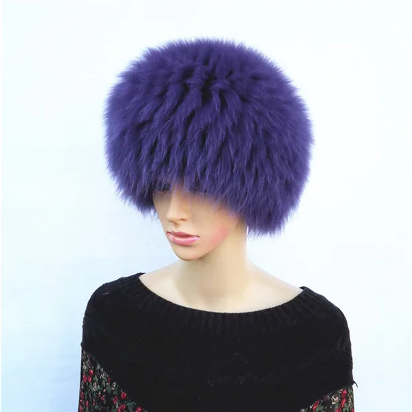 purple Новая мода натуральная шапка из меха лисы, мягкая и мягкая натуральная шапка из меха лисы, роскошные качественные шапки-бомберы - Цвет: purple