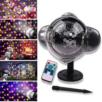 

Home Decor Pentagram Laser LED Light Projector Moving Snow Outdoor Garden Projector Lamp For New Year Party Home outdoor decor