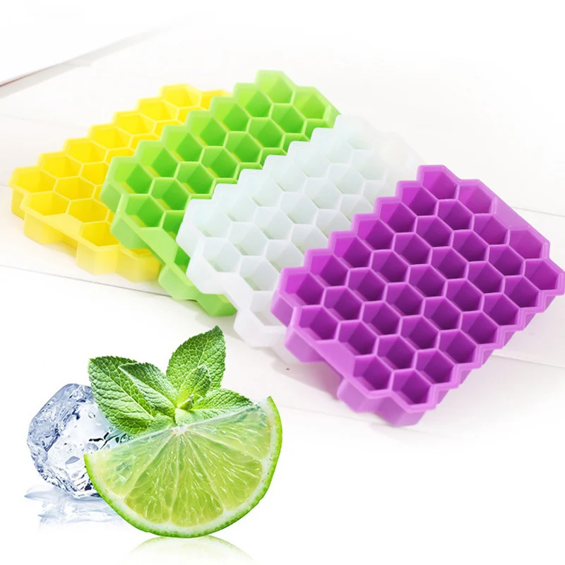 

Sale Honeycomb Ice Cube Tray 37 Cubes Silicone Ice Cube Maker Mold With Lids For Ice Cream Party Whiskey Cocktail Cold Drink
