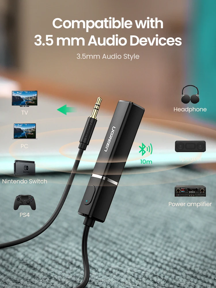 Bluetooth трансмиттер Ugreen 5.0 наушники для ТВ ПК PS4 aptX LL 3 5 мм AUX SPDIF оптический и аудио