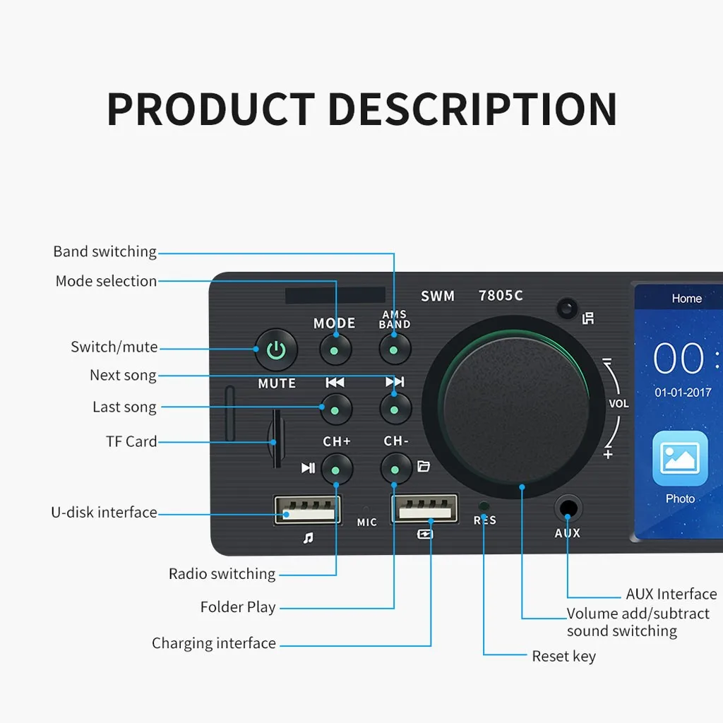 1 Din автомагнитола стерео Автомагнитола авто радио Para Coche USB Bluetooth Handsfree MP5 плеер обратное изображение автомобиля стерео 1din радио