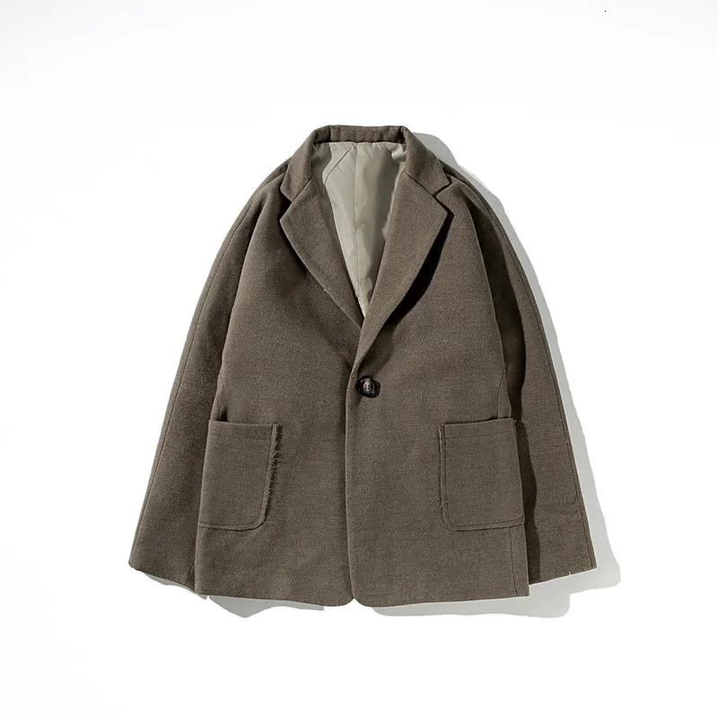 Winter Short Woolen Coat Men Fashion Solid Color Casual British Wind Woolen Jacket Man Loose Cotton Thick Woolen Overcoat Male