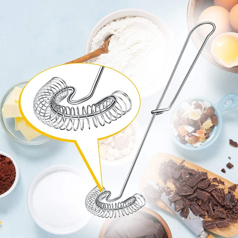 Egg Beater 2 Pieces Whisk Egg Small Whisk Whipper Stainless Steel Egg Flat Spring Coil Frother, Milk and Beater
