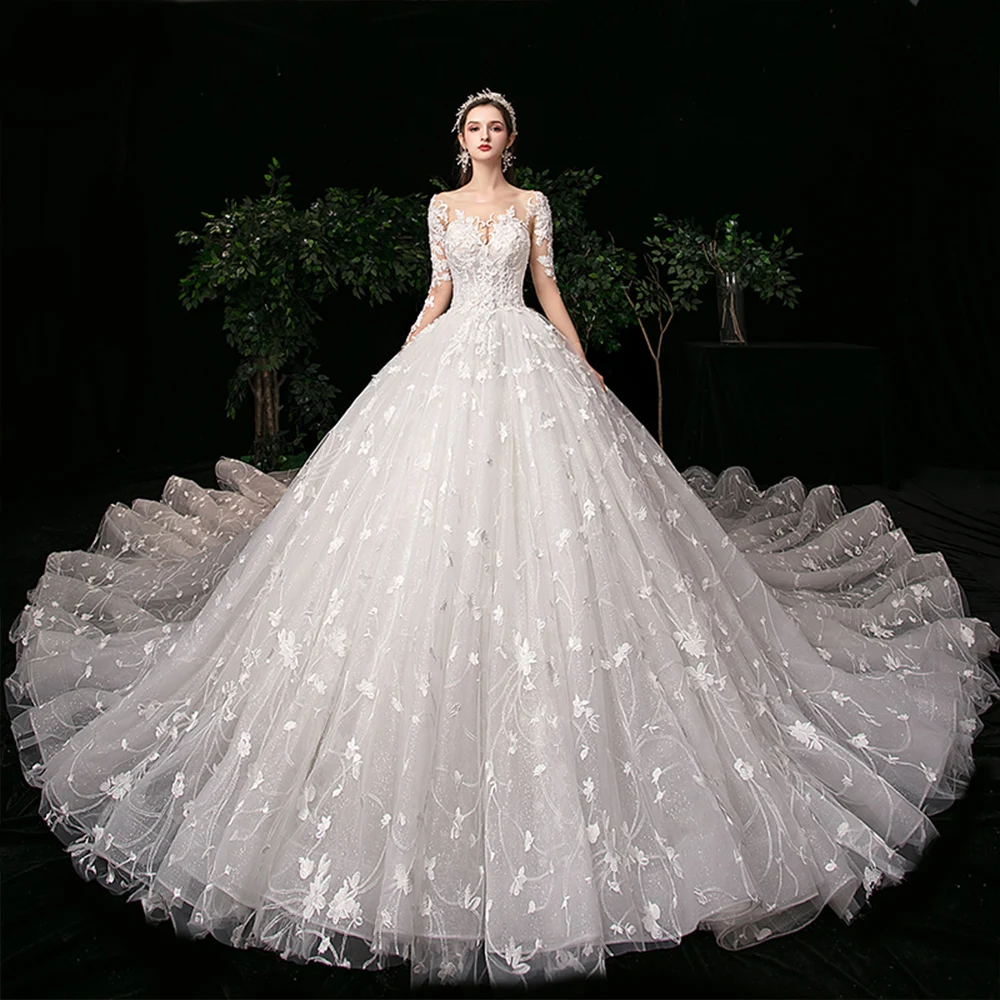 Robe De Mariée Princesse бисерные Аппликации Vestido Novia кружевные супер роскошные наряды с