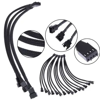 

1Pc Black 1 To 3 Way Splitter Sleeved 4-Pin PWM Connector Fan Extension Cable 26.5cm For CPU Computer case Fan Accessories
