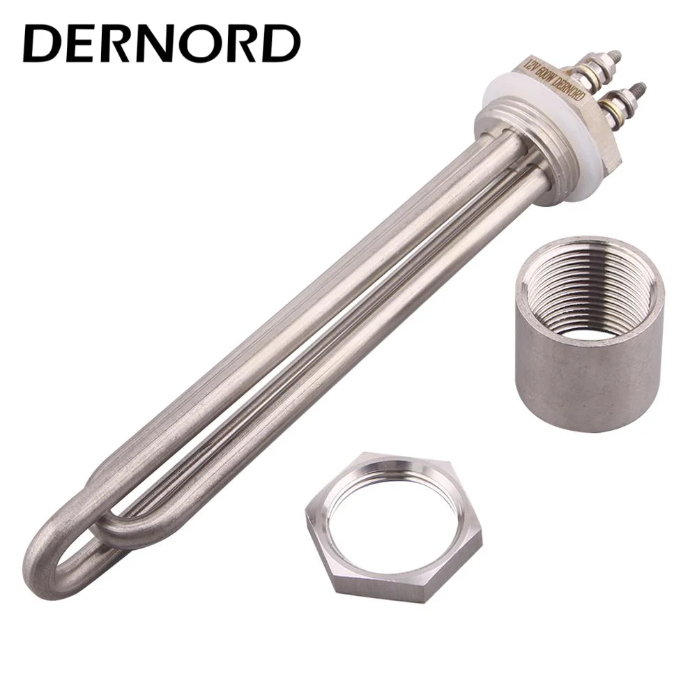 DERNORD Heater 12V DN25 Tubular Electric 600w 400w 300w 200w 100w Solar Immersion Water Heating Element Resistance Camper water heating rod electric water heater device cartridge heaters portable electric furnace