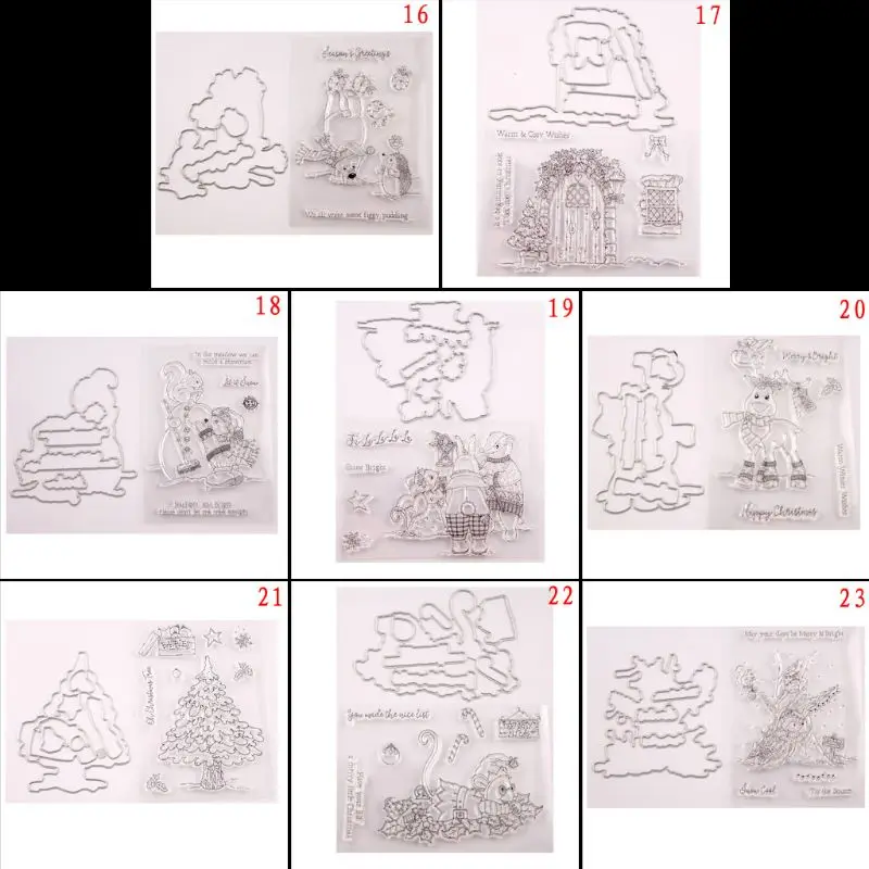 

Merry Christmas Cartoon Seal Stamp with Cutting Dies Stencil Set DIY Scrapbooking Embossing Photo Album Decorative Paper Card
