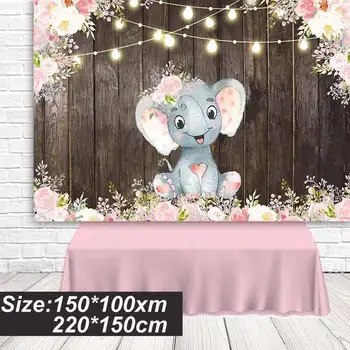 

blue Elephant Photography Backdrop Birthday Banner Party Decorations Baby Shower Cartoon Characters Photo Studio Background