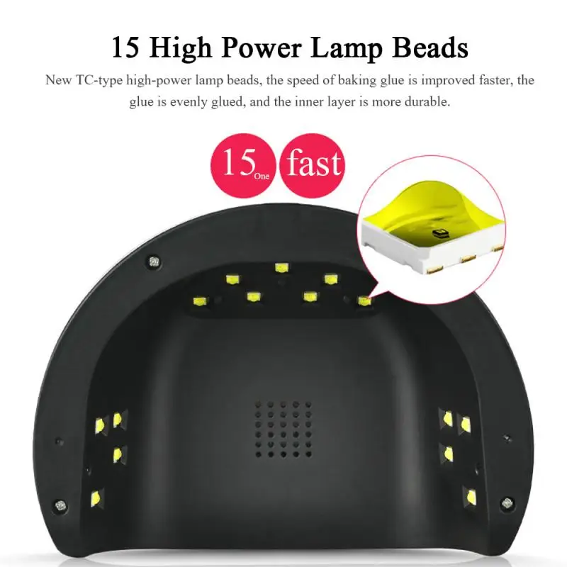 UV Nail Lamp Quick LED Nail Dryer Anti Hand Black Smart Timing Nail Drying Machine With Digital Display Manicure Gel Drying Tool