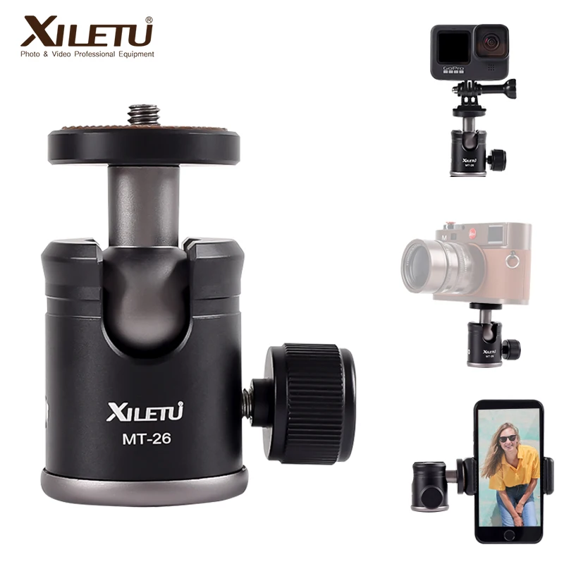 Алюминиевый металлический мини штатив XILETU MT26 с поворотной головкой на 360