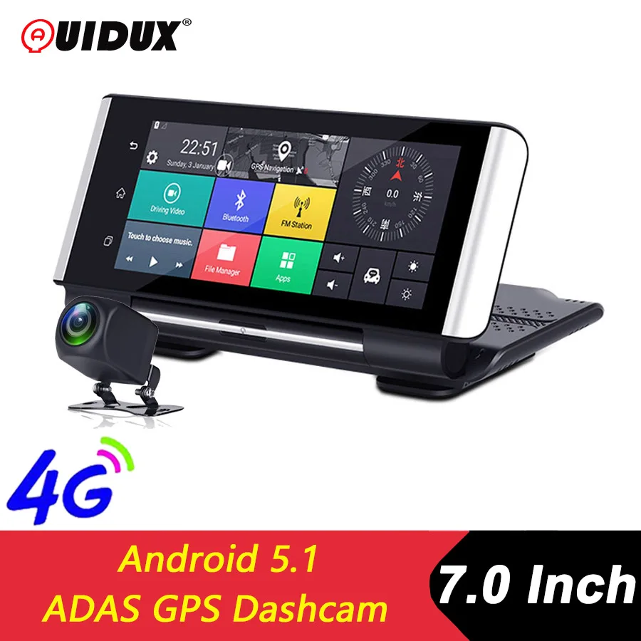 QUIDUX 3g 4G Видеорегистраторы для автомобилей Камера gps 6 86 &quotAndroid Dashcam регистратор ADAS
