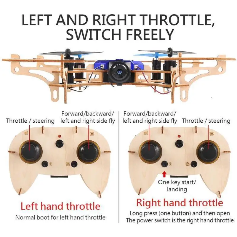 ZLRC Zl100 деревянный самолет Diy Дрон 720p камера Wifi Fpv режим удержания высоты Безголовый обучающий Радиоуправляемый квадрокоптер Дрон