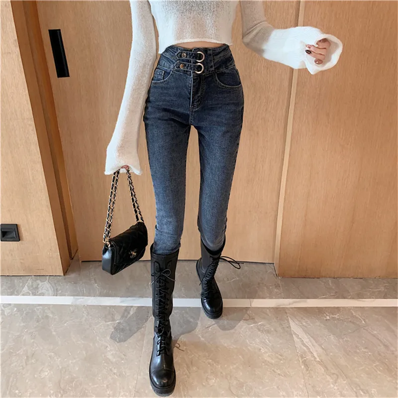 

JUJULAND jean jeans for women with high waist pants for women plus up large size skinny jeans woman denim modis streetwear 9730