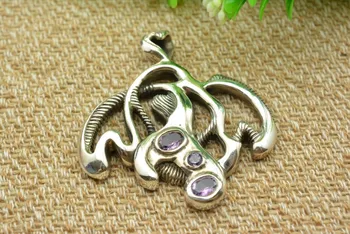 

925 sterling silver amethyst pendant Nepal Bali women's handmade jewelry
