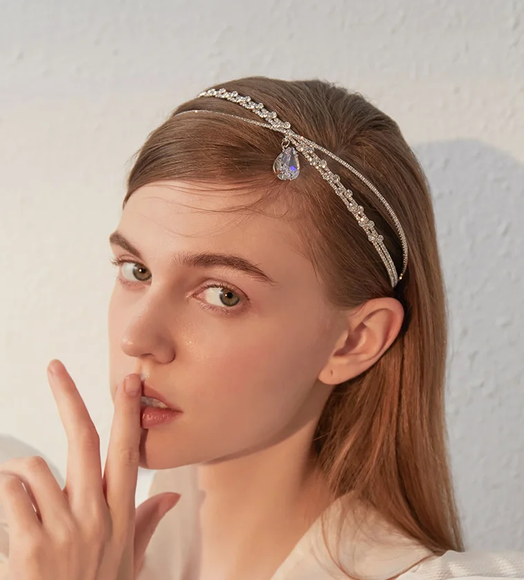 Simple Artificial Rhinestone Chain Multi Headband Dual-purpose Necklaces for women Fashion Jewelry