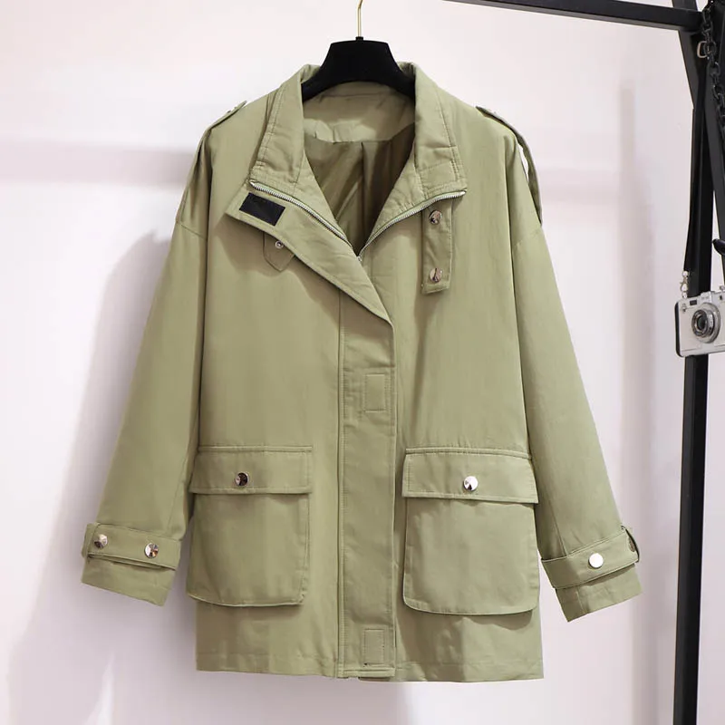 Осеннее Женское пальто размера плюс, обхват груди 155 см, 6XL, 7XL, 8XL, 9XL, 10XL, шерстяное Женское пальто зеленого цвета хаки