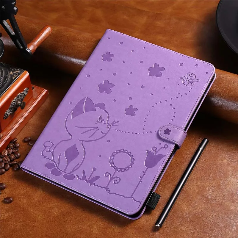 

Leather TPU Case Cat And Bee Print Tablet Case Stand Back Cover For Samsung Galaxy Tab A 9.7 T555 T550 SM-T550 Case KS0704