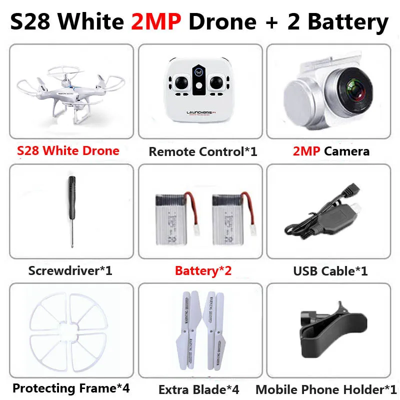 S28 Профессиональный беспилотник с камерой 1080P HD WiFi FPV высота удерживает широкий угол 20 мин полета RC Квадрокоптер Вертолет игрушки X5C XY4 - Цвет: White 2MP 2B Foam