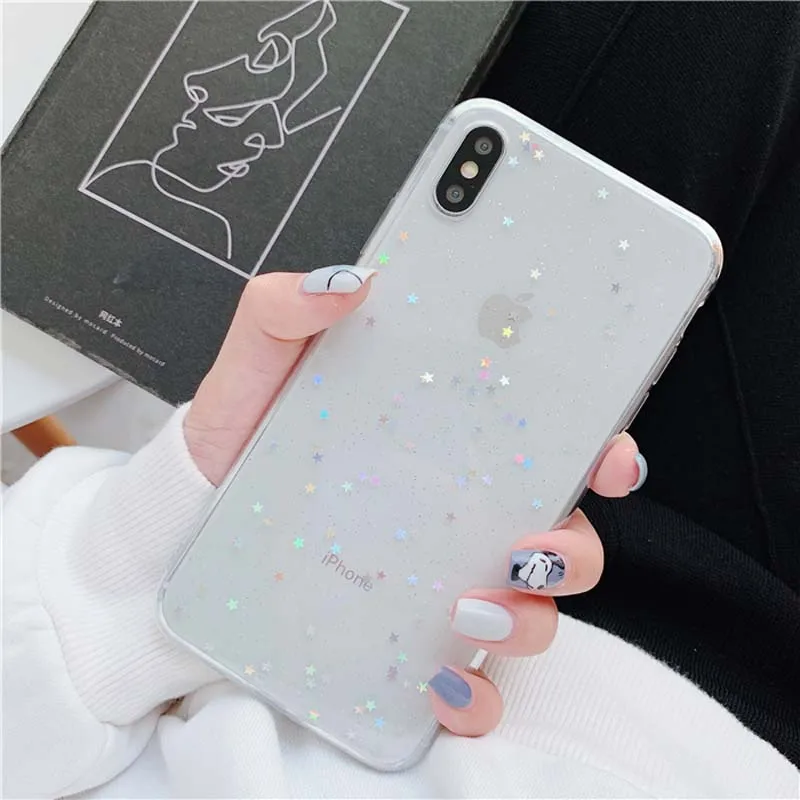 Soft TPU Phone Cases Bling Star Glitter For iphone XS Max XR X 8 7 6 6S Plus 5 5S SE Shimmering Powder Transparent Cover