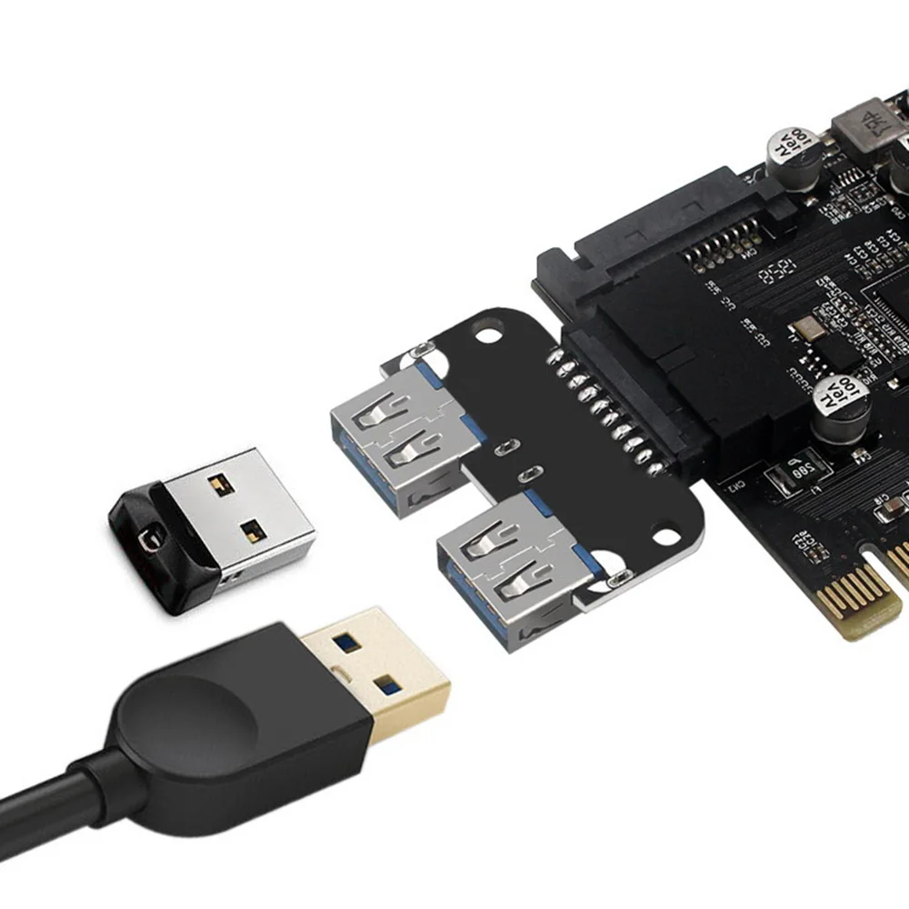 CERRXIAN 2 adattatori da 19 pin a doppio USB 3.0 A, scheda madre da desktop 19/20 pin Prot a doppia USB 3.0 femmina, tipo verticale PCBA