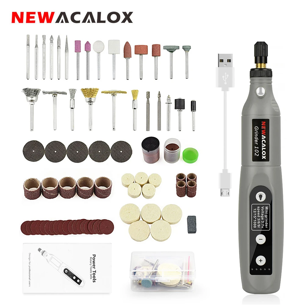 NEWACALOX USB Charging Variable Speed Mini Grinder Machine Rotary Tools Kit Grinder Set with 126pcs Engraving Accessories Kit