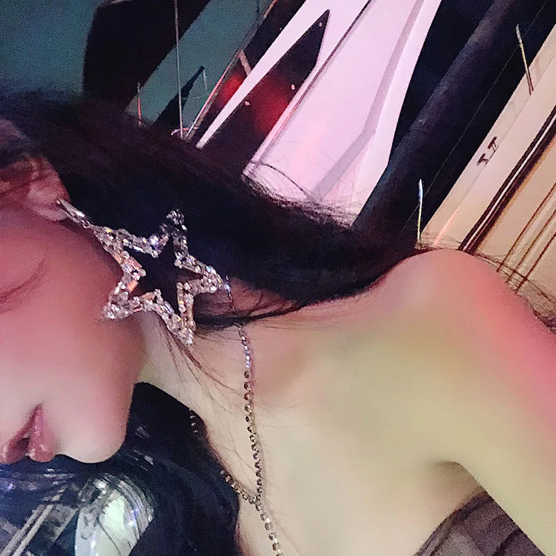 Серьги подвески в виде большой звезды 1 шт. новинка 2019 блестящие серьги со