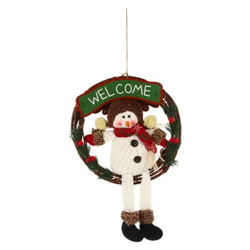 

1pc Christmas Snowman Doll Wreath Festival Hanging Wreath Party Supplies