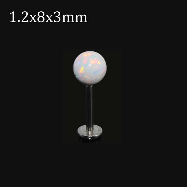 Surgical Steel Opal Stone Septum Nose Ring Opal Ball Closure Nipple Tragus Eyebrow Lip Belly Piercing Earring Body Jewelry